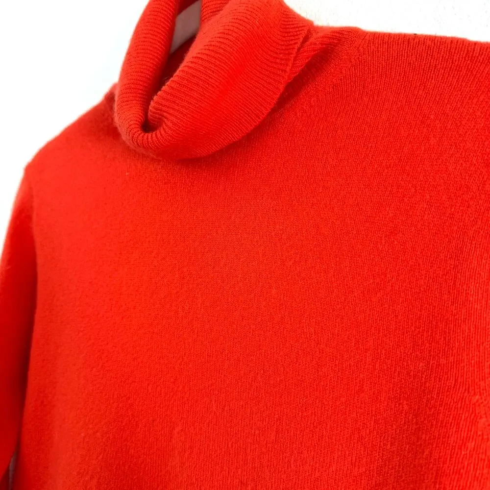 J Crew Deep Orange Turtleneck Sweater Cashmere Blend Size‎ XS capsule wardrobe